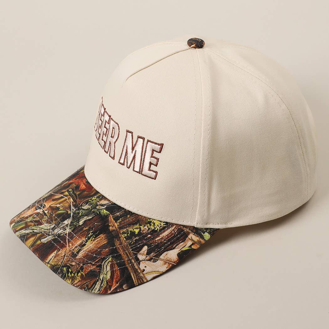 BEER ME Embroidery Leopard Camo Trucker Hat: CAMO / ONE SIZE