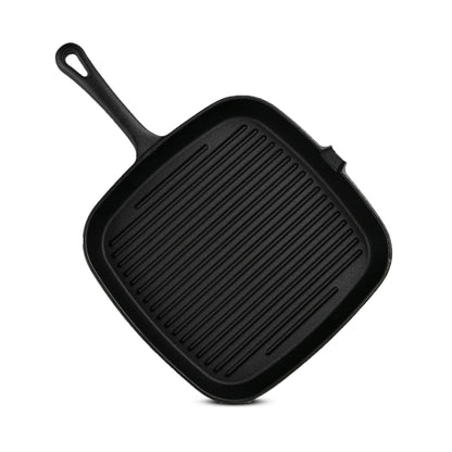 Pre-seasoned square grill pan with handle, 9.5"