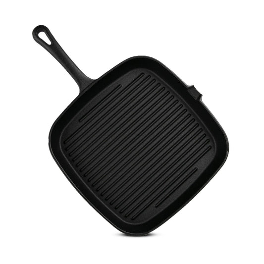 Pre-seasoned square grill pan with handle, 9.5"