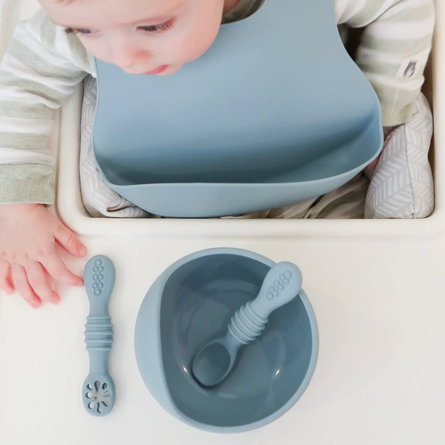 Suction Bowl & Training Spoons - Dusty Teal: Dusty Teal
