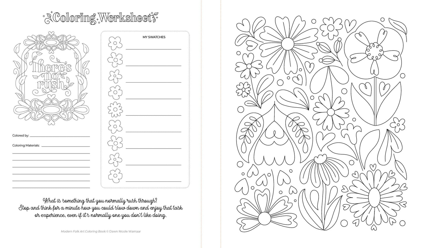 Modern Folk Art Coloring Book: 60 Patterns to Boost Joy