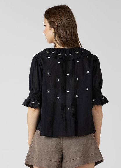 RUFFLE DETAIL EMBROIDERED BLOUSE - Dex