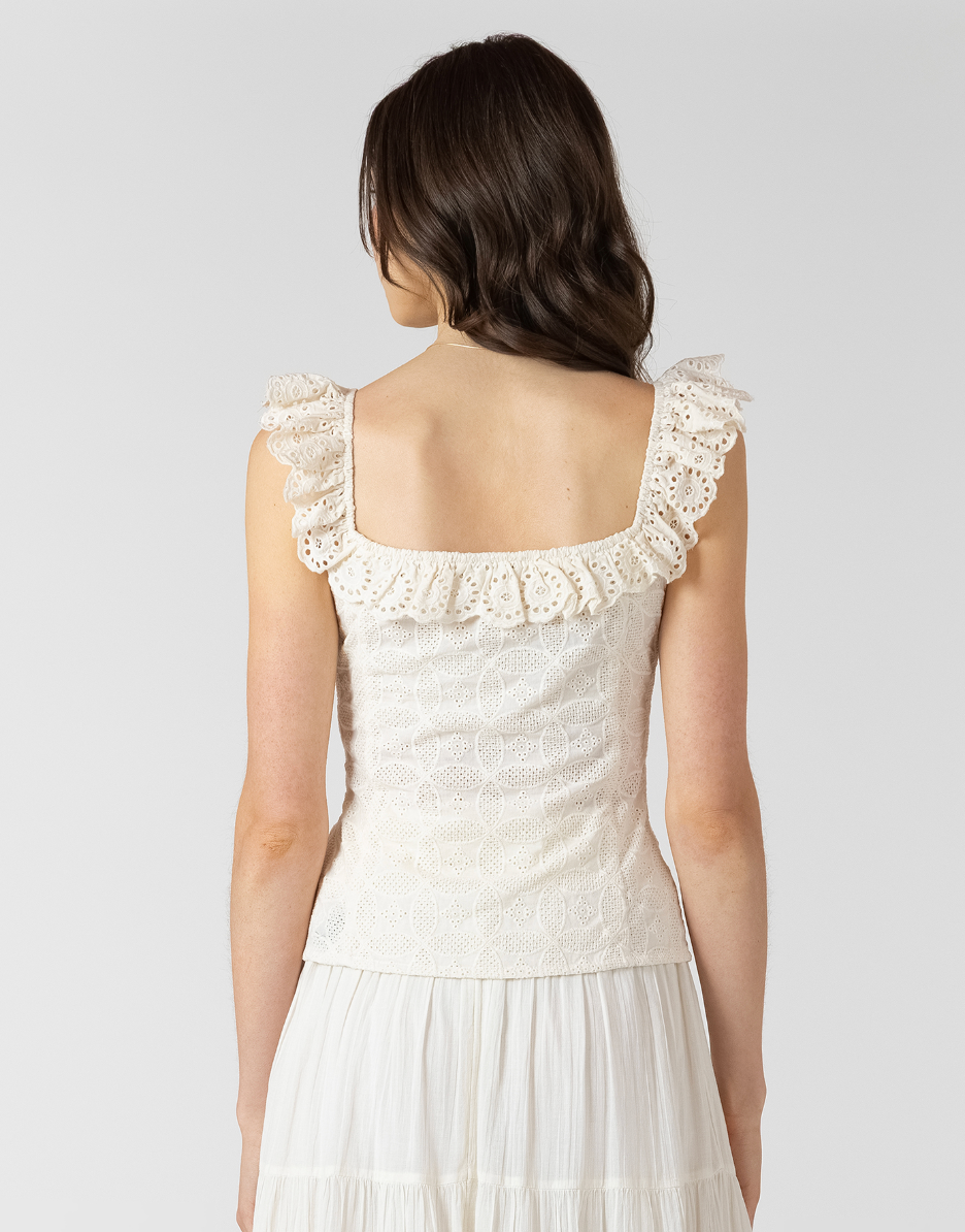 BUTTON FRONT EYELET TANK - Dex