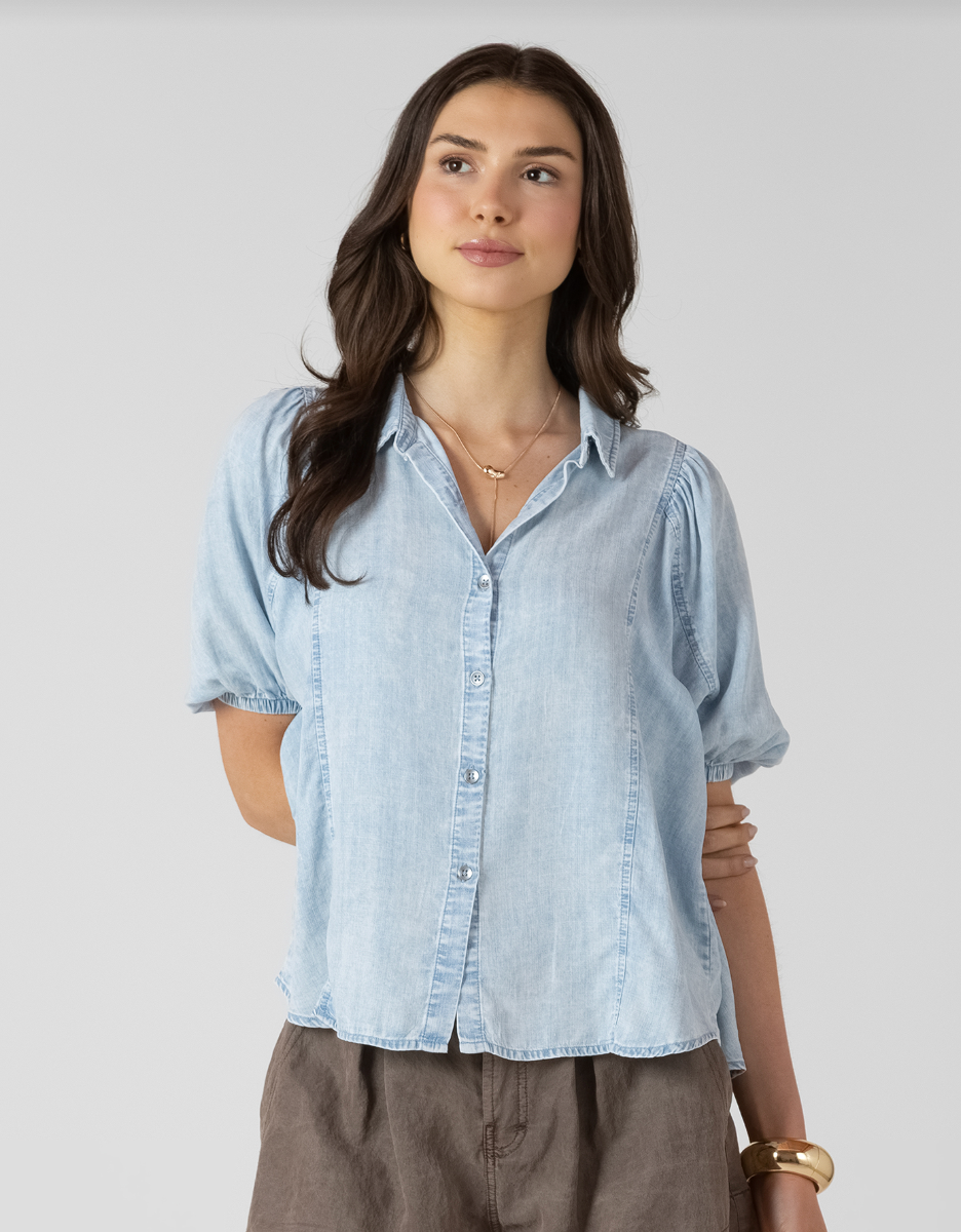 PANELLED BUTTON FRONT BLOUSE- Dex