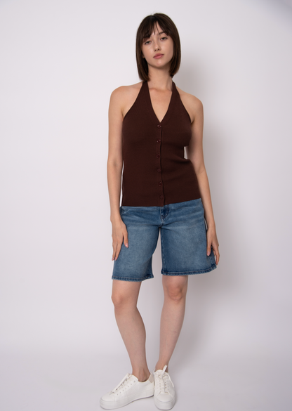 LEIA HALTER TOP-COCOA