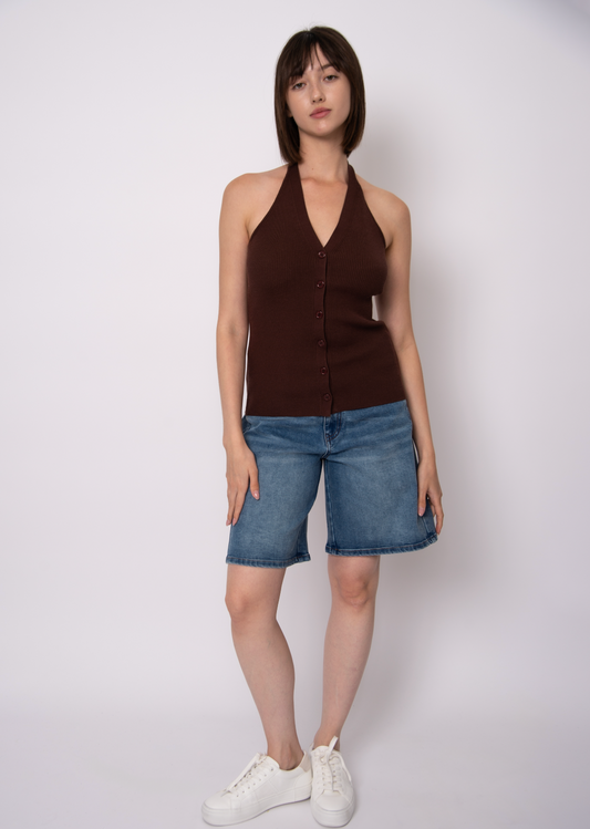 LEIA HALTER TOP-COCOA