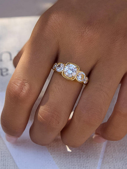 Irid 18K Gold Non-Tarnish Multi CZ Statement Ring: Yellow Gold / 7