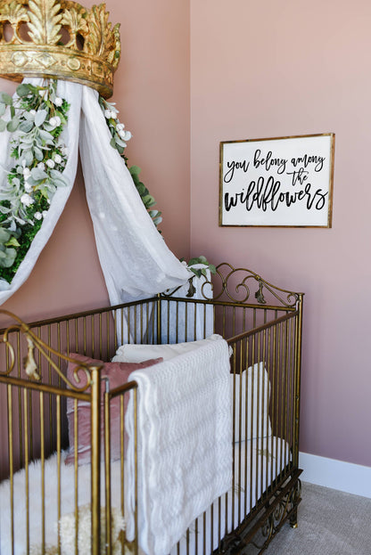 You Belong Among The Wildflowers Framed Print: White