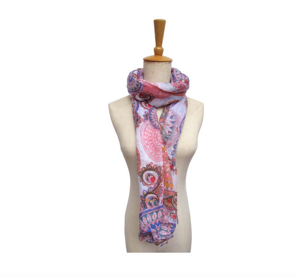 Paisley Scarf - Coral