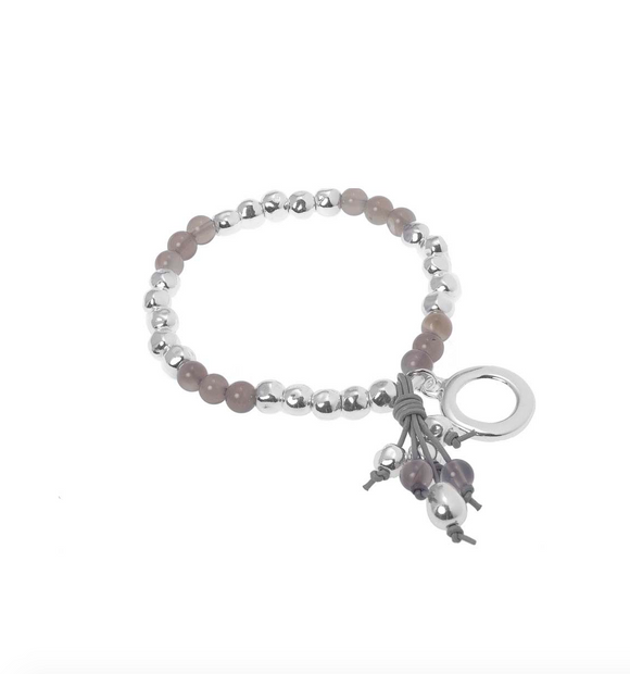 Grey Agate and Silver Bracelet