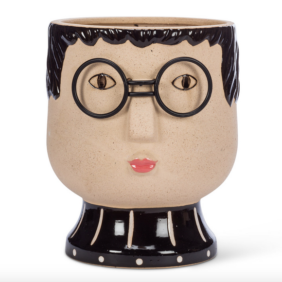 Large Face With Glasses Planter