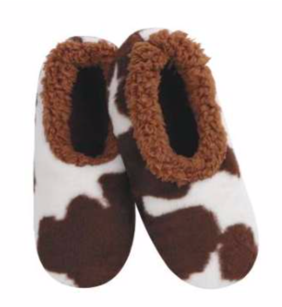 Brown/White Cow Slippers