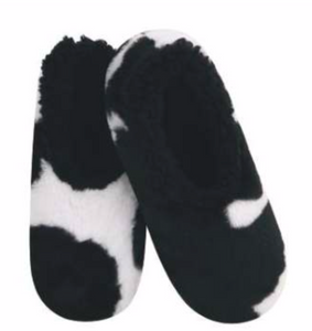 Black/White Cow Slippers