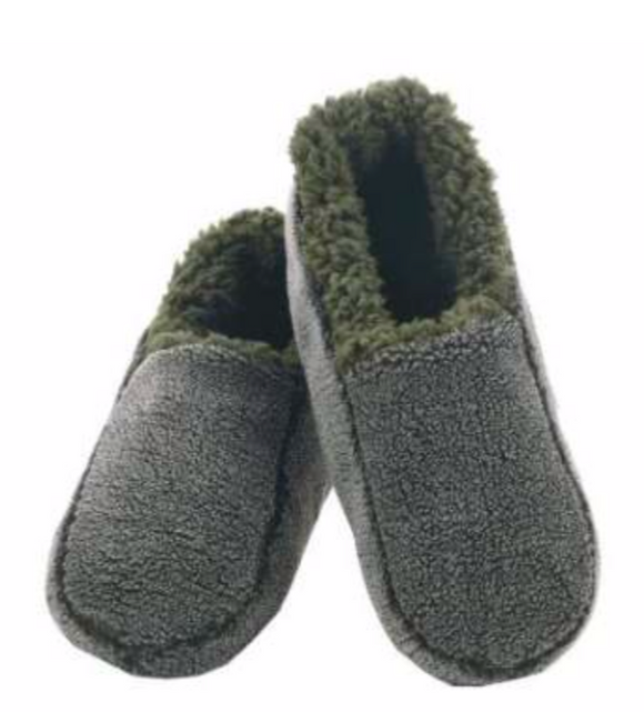 Mens Two Tone Slippers - Olive