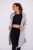 Open Front Hooded Cardigan with Pockets